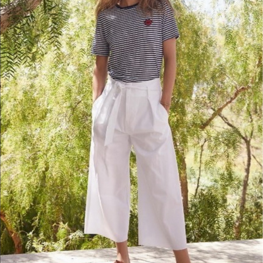Velvet by Graham & Spencer Arisa Twill Cropped Wide Leg White Size 2